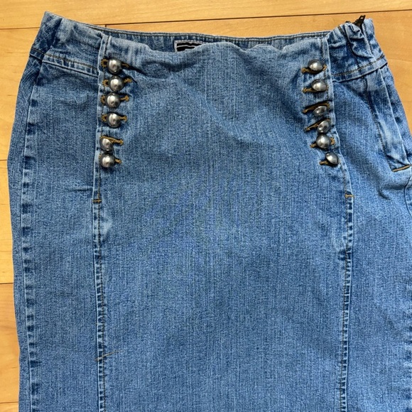 Vintage Y2K Jeans Denim Maxi Skirt Juniors Size 5 R4R Low Rise Boho Grunge - Picture 2 of 6